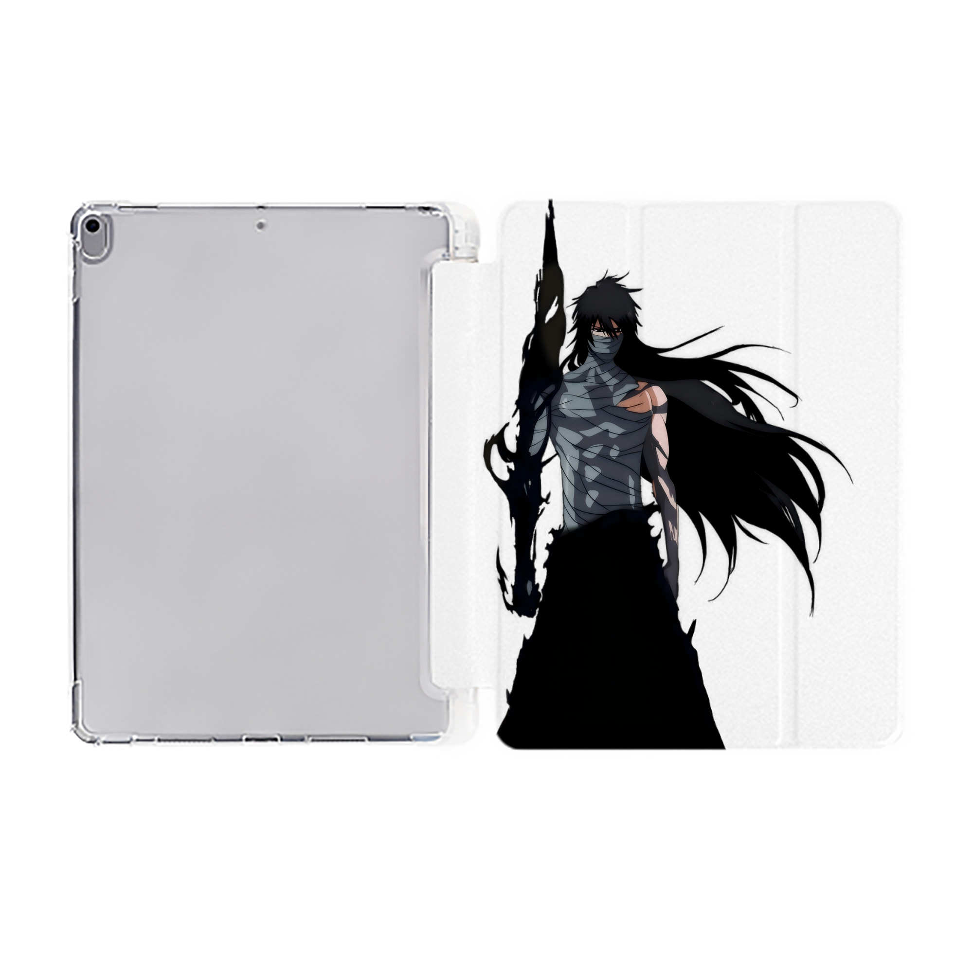 （画像用） ブリーチ 黒崎一護（くろさき いちご）BLEACH Kurosaki Ichigo IPad ケース ペン収納付き 三つ折りスタンド PUレザー×シリコン 対応機種9.5/10.5/10.9インチ